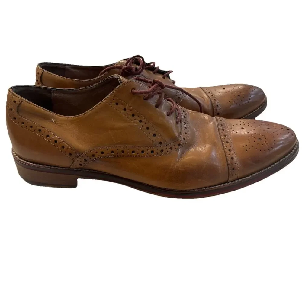 Johnston &‎ Murphy Mens Size 13 M Conrad Captoe Oxford Brown Leather Dress Shoe